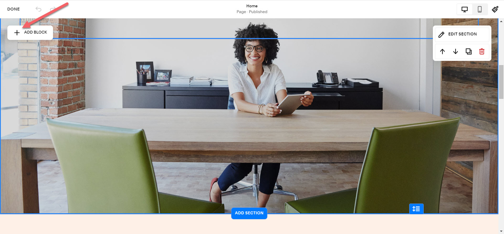 add a block to squarespace