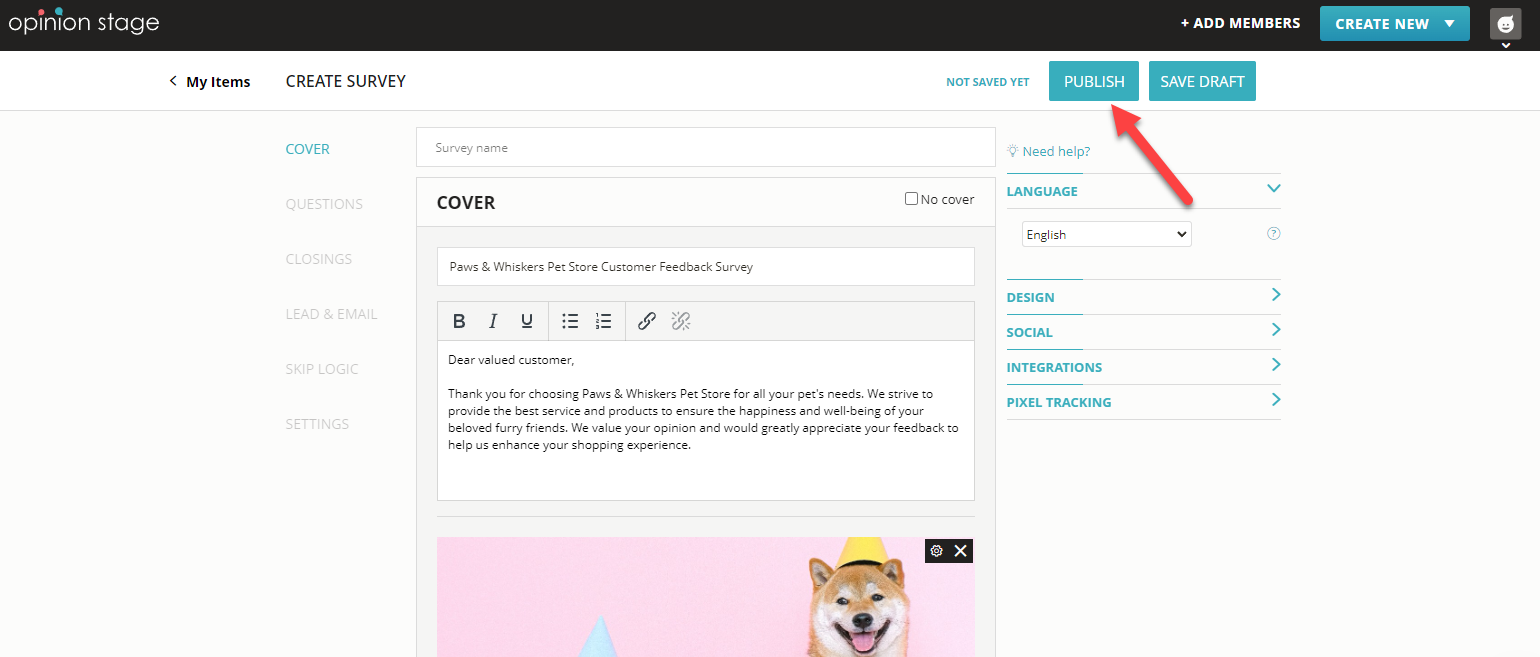 create an email survey