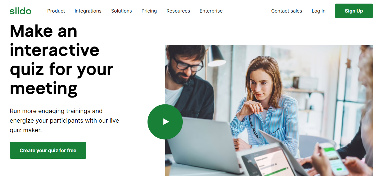 With Slido, you can create an interactive quiz for your meeting.