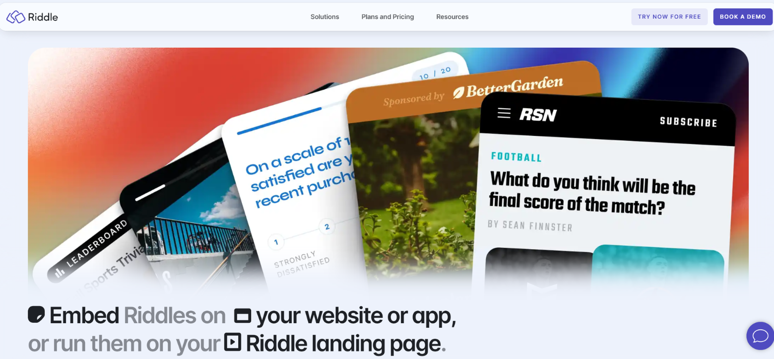 Screenshot of Riddle's website, used in an article about the best online quiz makers.
