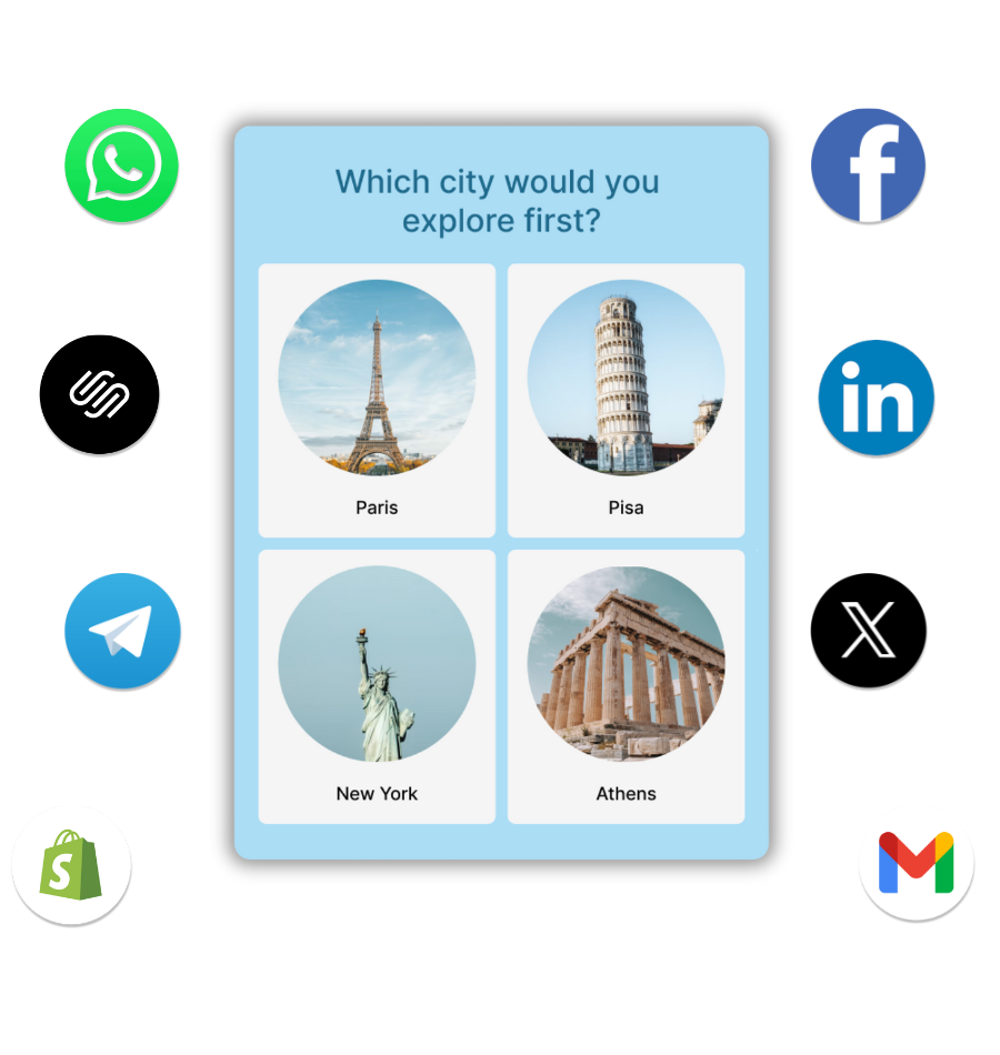Example of an Opinion Stage quiz with image answer options and social sharing features.